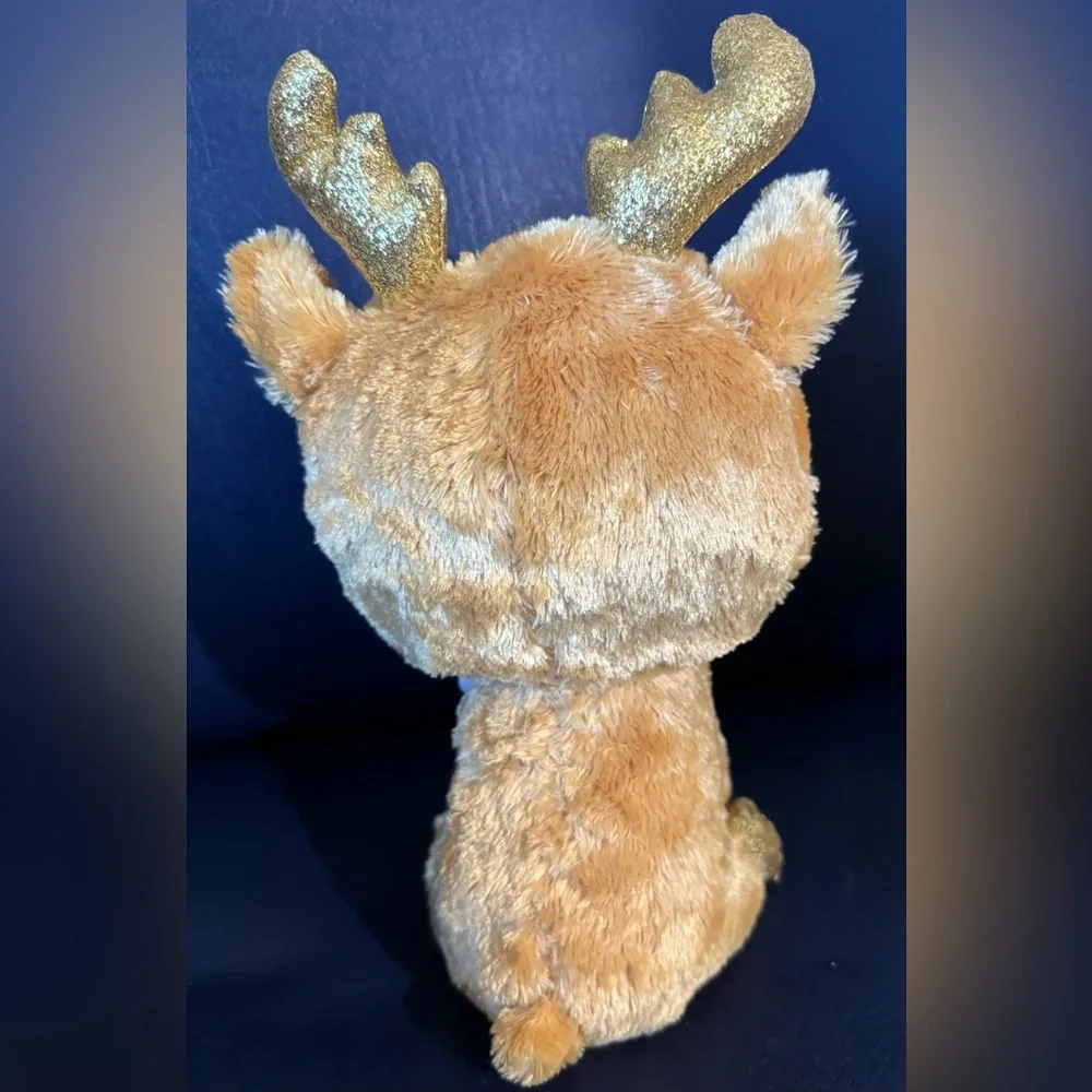 Ty Beanie Glitzy Reindeer Plush Reindeer Toy with Gold Accents